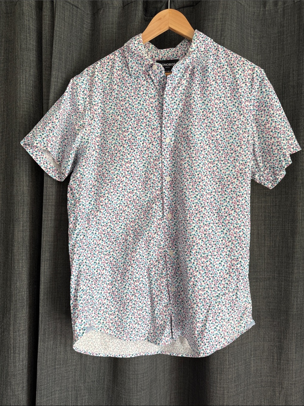 Bonobos White riviera Short-Sleeve Button-Down with Blue & Pink Floral Print